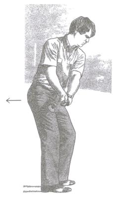 Début de la montée du swing au golf